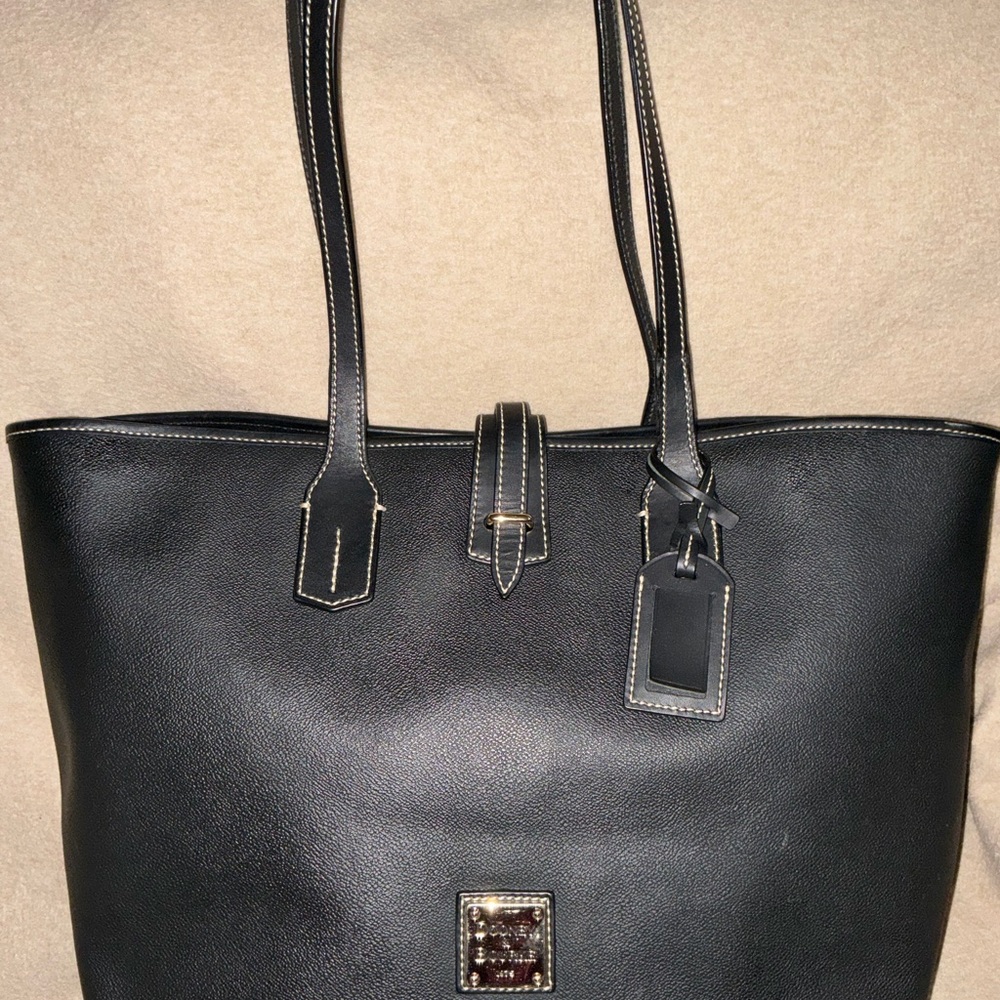 GUC Dooney & Bourke Black Pebble Leather Computer Tote Bag